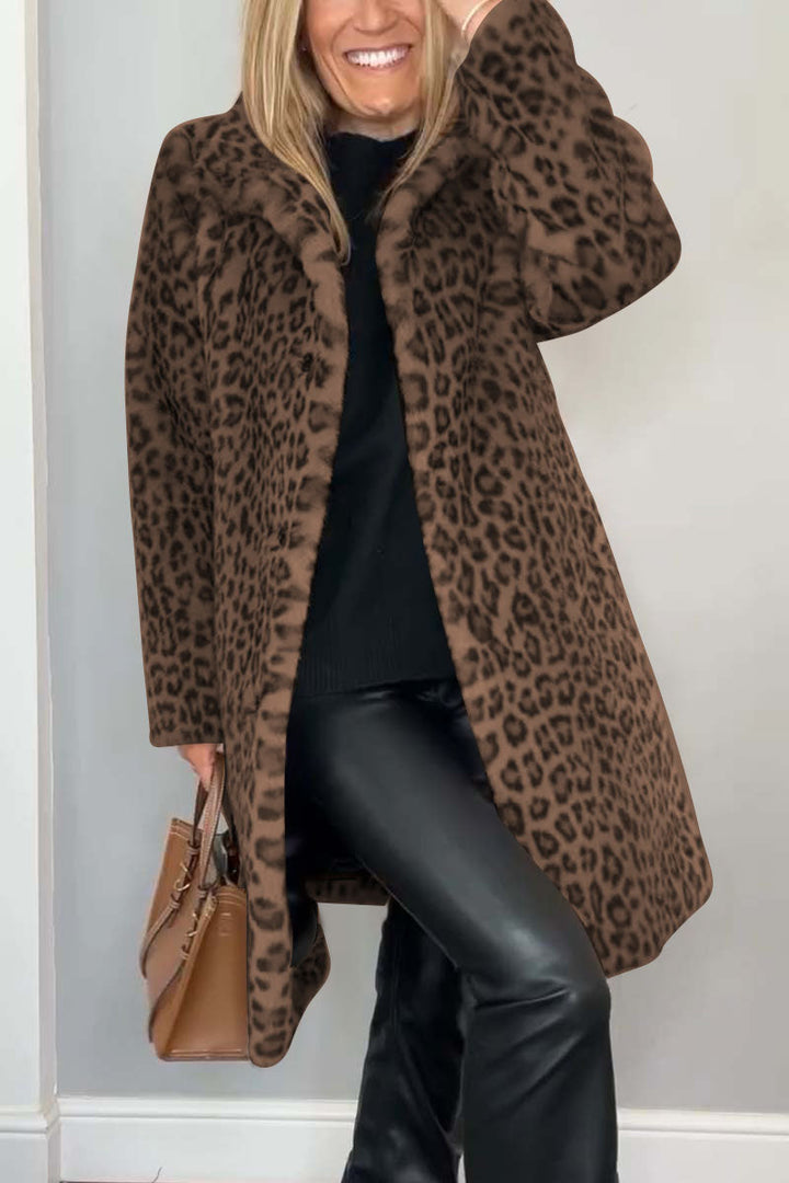 Katie™ - Stylish leopard long coat
