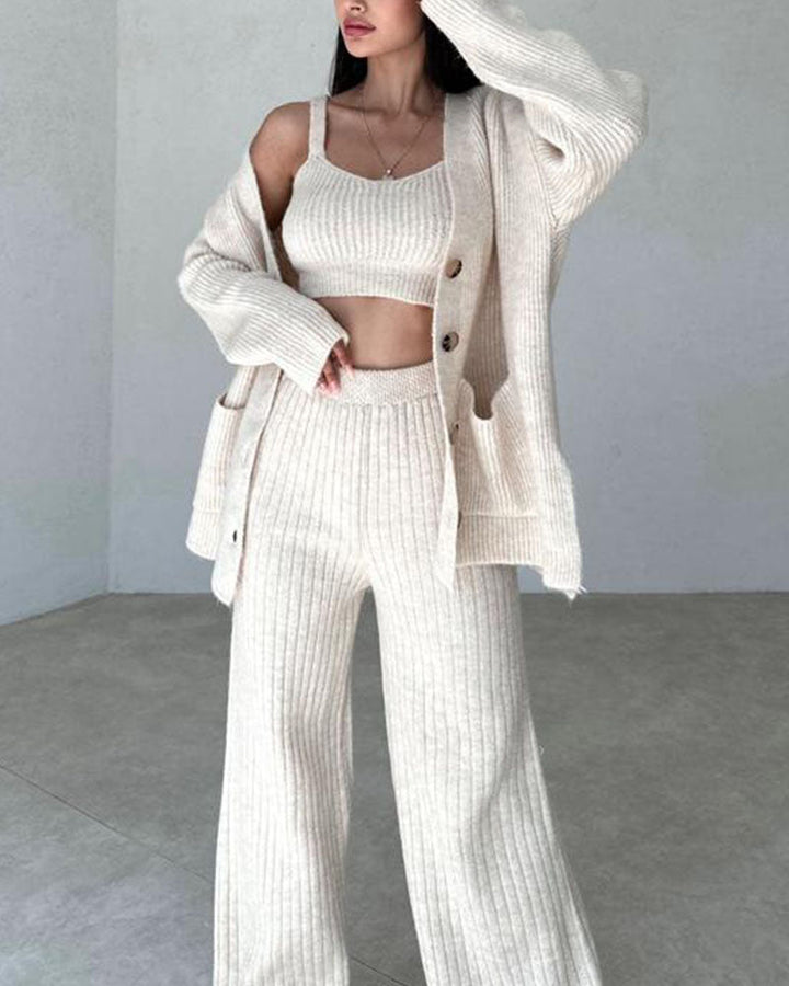 Andrea™ – Minimalist Chic Three-Piece Knit Set