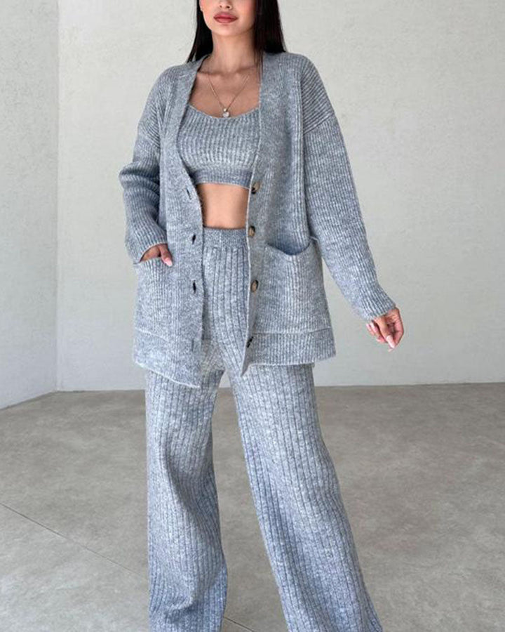 Andrea™ – Minimalist Chic Three-Piece Knit Set