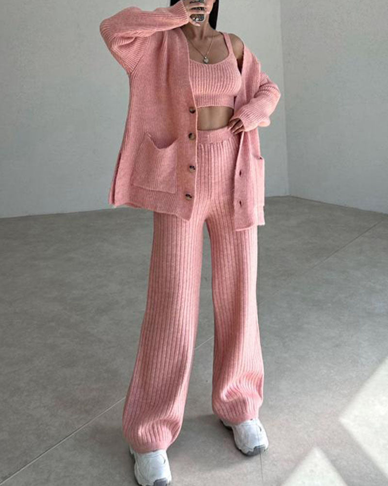 Andrea™ – Minimalist Chic Three-Piece Knit Set