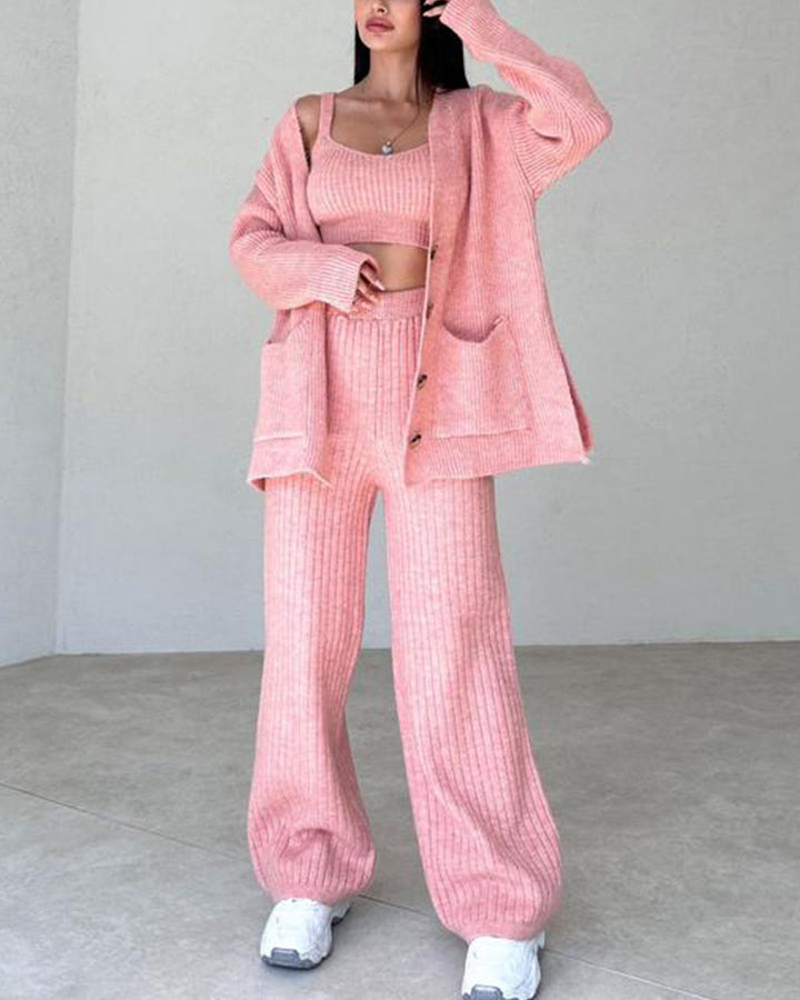 Andrea™ – Minimalist Chic Three-Piece Knit Set