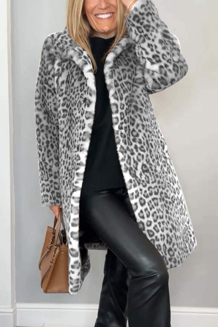 Katie™ - Stylish leopard long coat