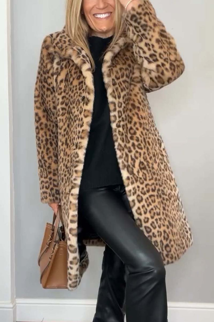 Katie™ - Stylish leopard long coat